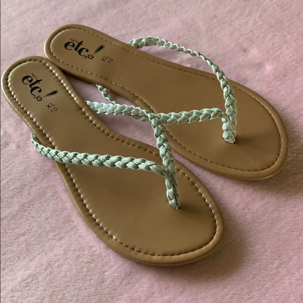 Silver Glitter Braid Flip Flops